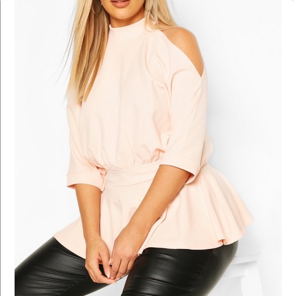 Boohoo Plus Tops - Boohoo Batwing Sleeve Peplum Top